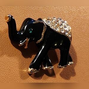 Black and Gold Elephant Brooch